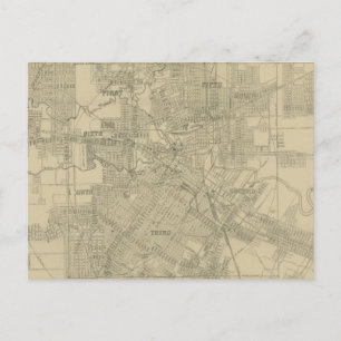  kaart van Downtown Houston (1913)