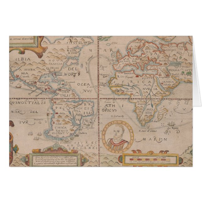 Kaart van Drake's Circumnavigation van het Wereldb (Voorkant Horizontaal)
