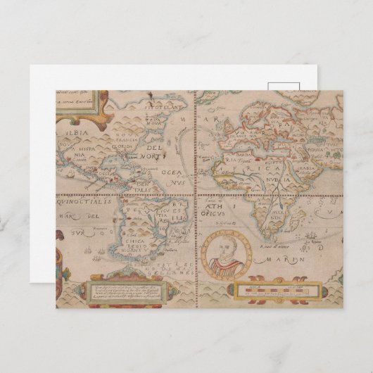 Kaart van Drake's Circumnavigation van het Wereldb (Voorkant / Achterkant)