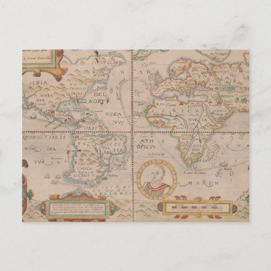 Kaart van Drake's Circumnavigation van het Wereldb (Voorkant)