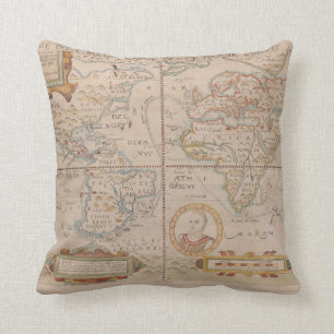 Kaart van Drake's Circumnavigation van het Wereldb Kussen