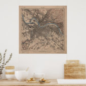  kaart van Dresden Duitsland (1910) Poster (Keuken)