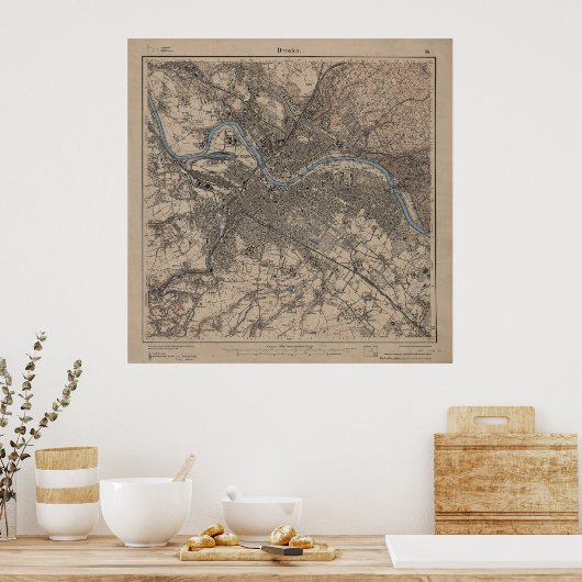  kaart van Dresden Duitsland (1910) Poster (Keuken)