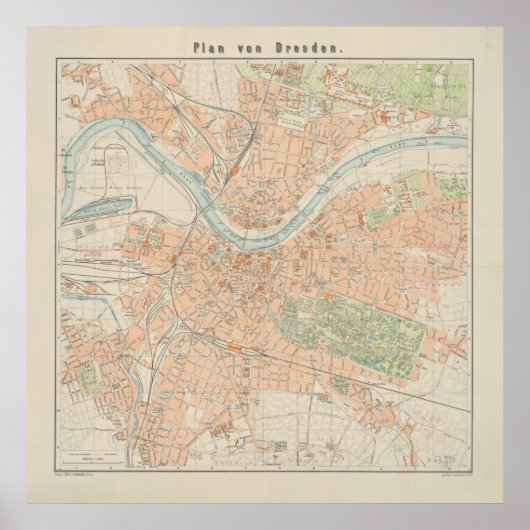 kaart van Dresden Duitsland (1912) Poster (Voorkant)