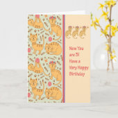 Kaart van drie jaar bij de geboorte van een katten (Gele Bloem)