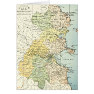  kaart van Dublin en omringende gebieden (1900)