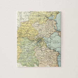  kaart van Dublin en omringende gebieden (1900) Legpuzzel