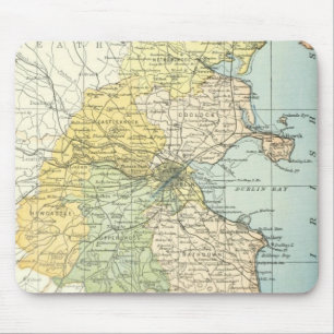  kaart van Dublin en omringende gebieden (1900) Muismat