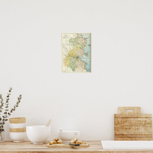  kaart van Dublin en omringende gebieden (1900) Poster (Keuken)