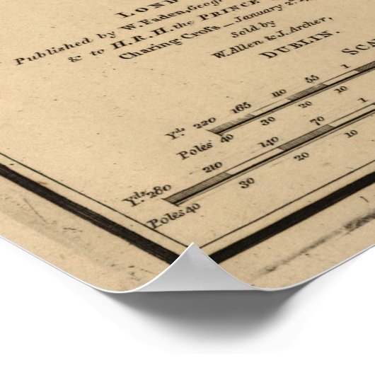  kaart van Dublin Ierland (1797) Poster (Hoek)