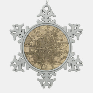 kaart van Dublin Ierland (1797) Tin Sneeuwvlok Ornament