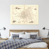 Kaart van Dublin, Ierland Canvas Afdruk (Insitu (Slaapkamer))