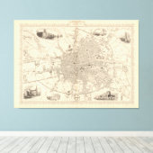 Kaart van Dublin, Ierland Canvas Afdruk (Insitu (Houten vloer))