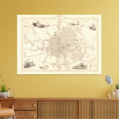 Kaart van Dublin, Ierland Canvas Afdruk (Insitu (Woonkamer))