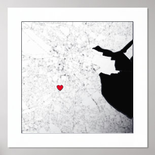 Kaart van Dublin, Ierland Classy Modern Elegant Gi Folie Afdrukken