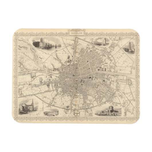 Kaart van Dublin, Ierland Magneet (Horizontaal)