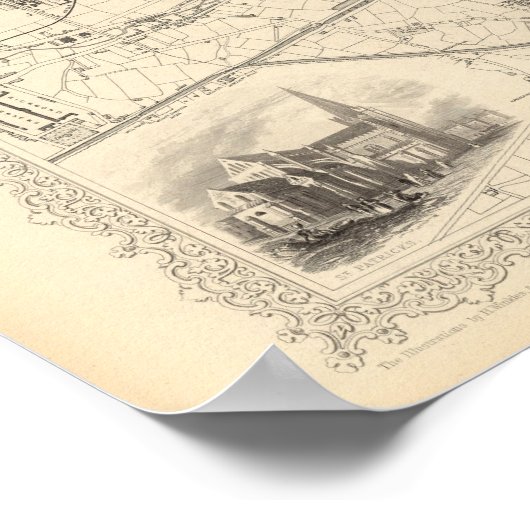 Kaart van Dublin, Ierland Poster (Hoek)