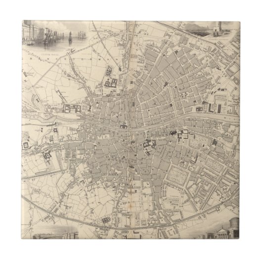 Kaart van Dublin, Ierland Tegeltje (Voorkant)