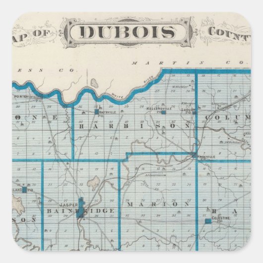 Kaart van Dubois County Vierkante Sticker (Voorkant)