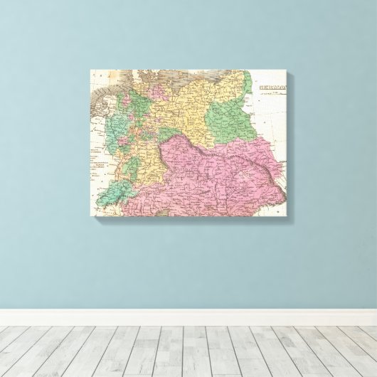  kaart van Duitsland (1827) Canvas Afdruk (Insitu (Houten vloer))