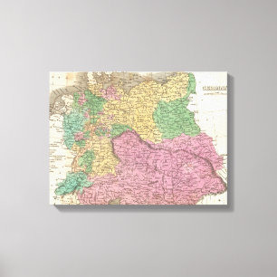 kaart van Duitsland (1827) Canvas Afdruk