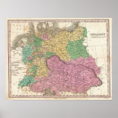  kaart van Duitsland (1827) Poster (Voorkant)