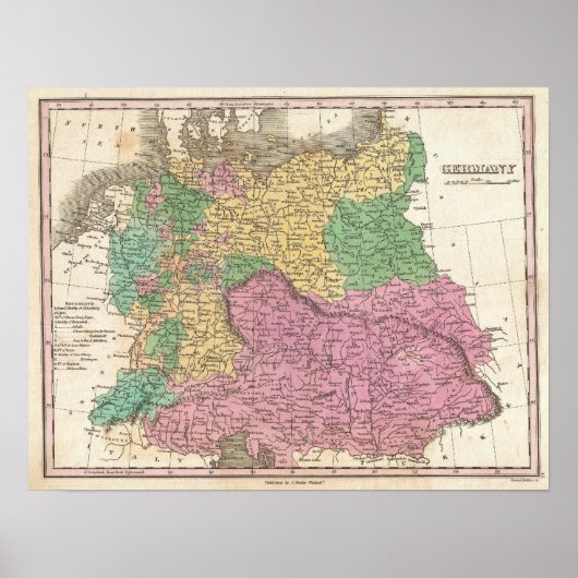  kaart van Duitsland (1827) Poster (Voorkant)