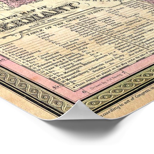  kaart van Duitsland, 1853 Poster (Hoek)