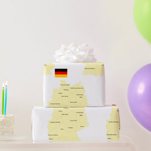Kaart van Duitsland met staten en hoofdsteden Cadeaupapier