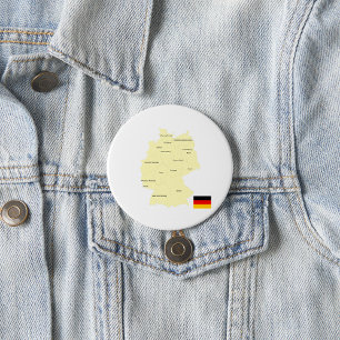 Kaart van Duitsland met staten en hoofdsteden Ronde Button 7,6 Cm