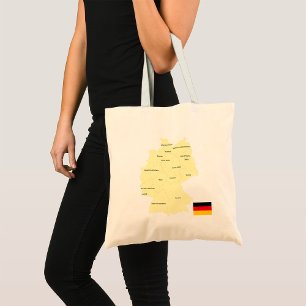 Kaart van Duitsland met staten en hoofdsteden Tote Bag