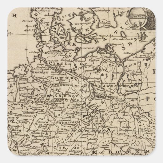 Kaart van Duitsland Vierkante Sticker (Voorkant)