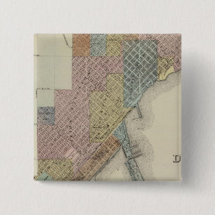 Kaart van Duluth, St. Louis County, Minnesota Vierkante Button 5,1 Cm