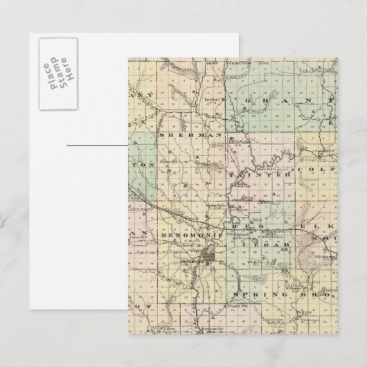 Kaart van Dunn County, staat Wisconsin (Voorkant / Achterkant)