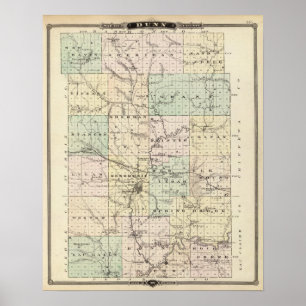 Kaart van Dunn County, staat Wisconsin Poster
