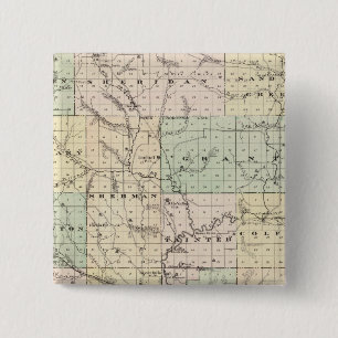 Kaart van Dunn County, staat Wisconsin Vierkante Button 5,1 Cm