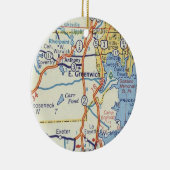  kaart van East Greenwich RI Keramisch Ornament (Rechts)