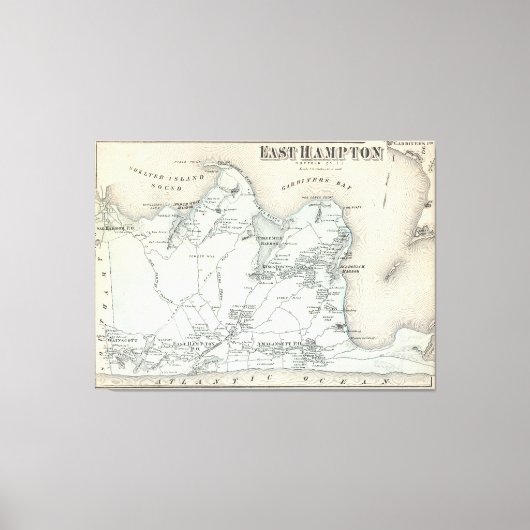  kaart van East Hampton New York (1873) Canvas Afdruk (Voorkant)