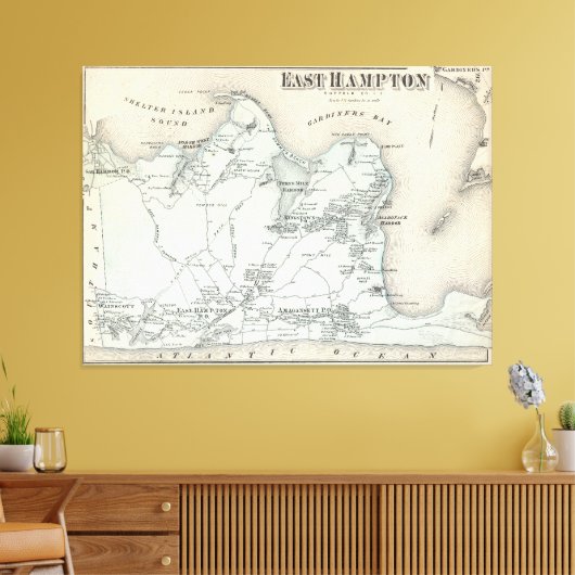  kaart van East Hampton New York (1873) Canvas Afdruk (Insitu (Woonkamer))