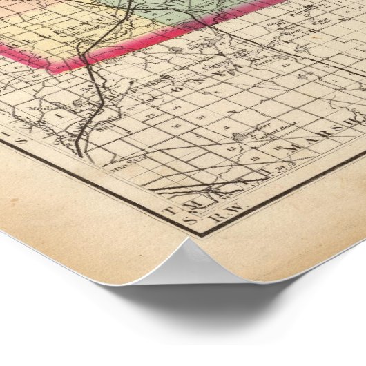 Kaart van Eaton County, Michigan Poster (Hoek)