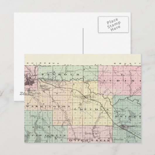 Kaart van Eau Claire County, staat Wisconsin (Voorkant / Achterkant)