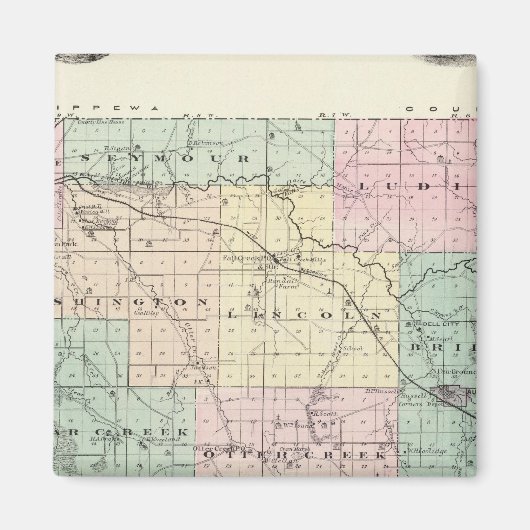 Kaart van Eau Claire County, staat Wisconsin Magneet (Voorkant)