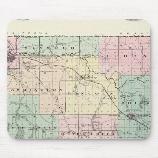 Kaart van Eau Claire County, staat Wisconsin Muismat (Voorkant)