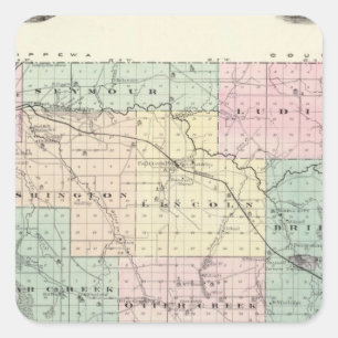 Kaart van Eau Claire County, staat Wisconsin Vierkante Sticker