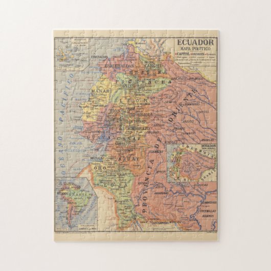 kaart van Ecuador (1913) Legpuzzel (Verticaal)