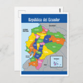 Kaart van Ecuador Zuid-Amerika (Voorkant / Achterkant)