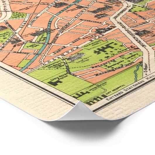  kaart van Edinburgh Scotland (1935) Poster (Hoek)