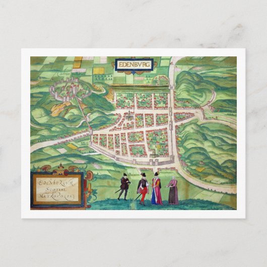Kaart van Edinburgh, van "Civitates Orbis Terrarum (Voorkant)