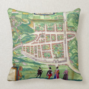 Kaart van Edinburgh, van "Civitates Orbis Terrarum Kussen