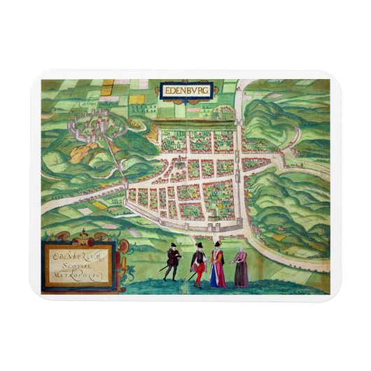 Kaart van Edinburgh, van "Civitates Orbis Terrarum Magneet (Horizontaal)